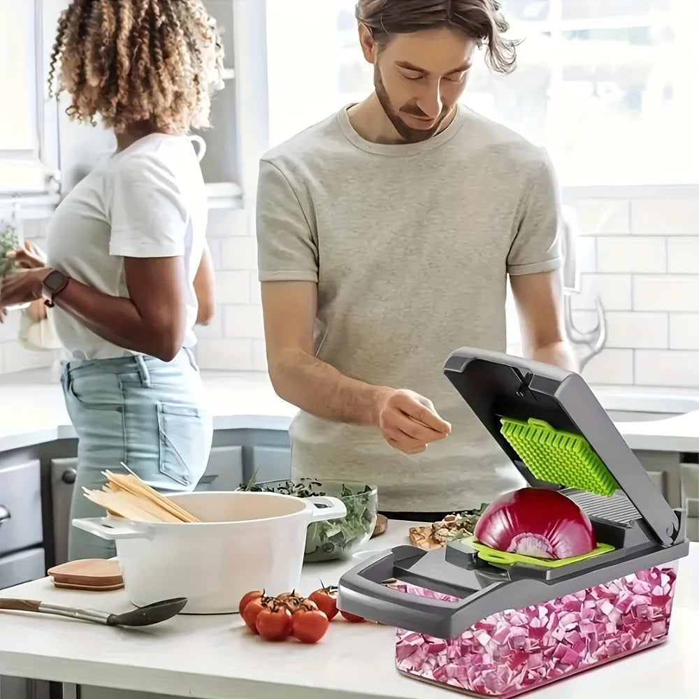 UPWORK 16-in-1 Manual Food Chopper With Container And 8 Blades