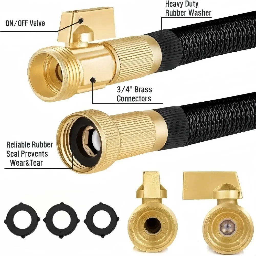 Expandable Garden Hose Kit With Nozzles Flexible And Durable