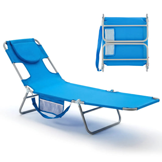 JHK 5-Position Adjustable Reclining Beach Lounge Chair With Arm Holes