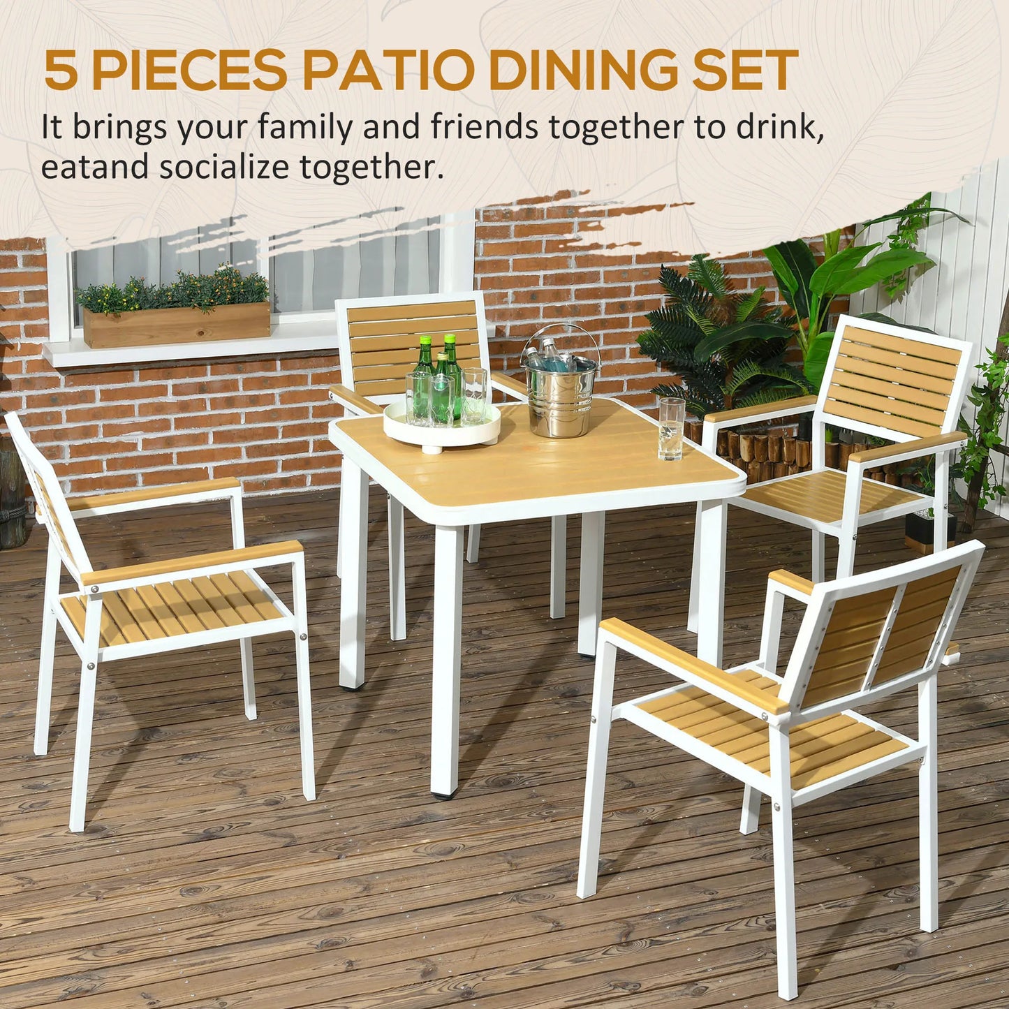 Outdoor Aluminum Patio Dining Set With Umbrella Hole