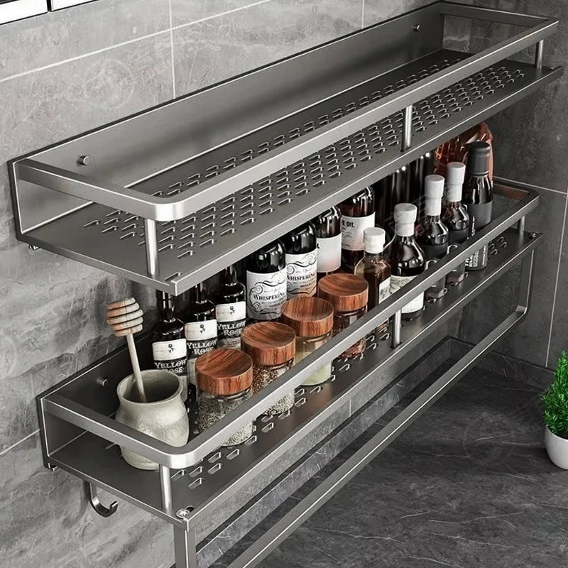 Aluminum Kitchen Wall Mounted Spice Organizer and Storage Rack