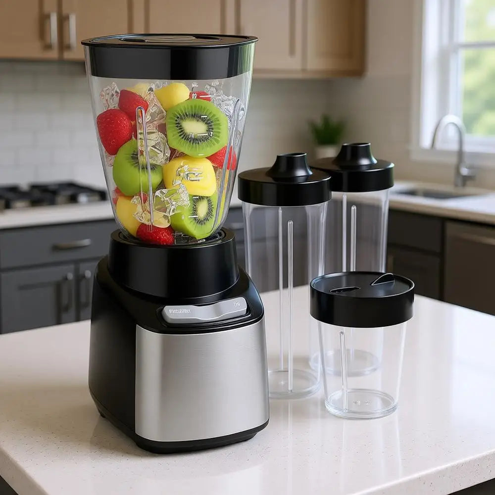 XMSJ Smoothie Blender with 4 BPA-Free Jars and Lids