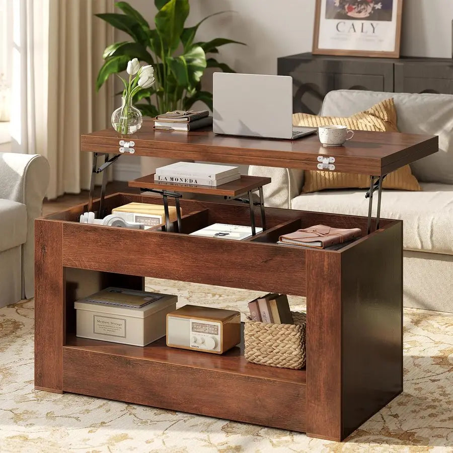 XMSJ Lift Top Coffee Table 4 In 1 With Storage