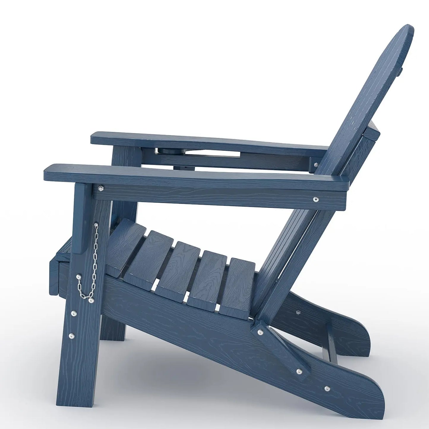 Folding Adirondack Chair All Weather HDPE Outdoor With Cup Holder