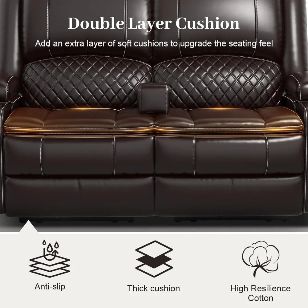 RBXC Loveseat Recliner Sofa With Manual Recline And Faux Leather