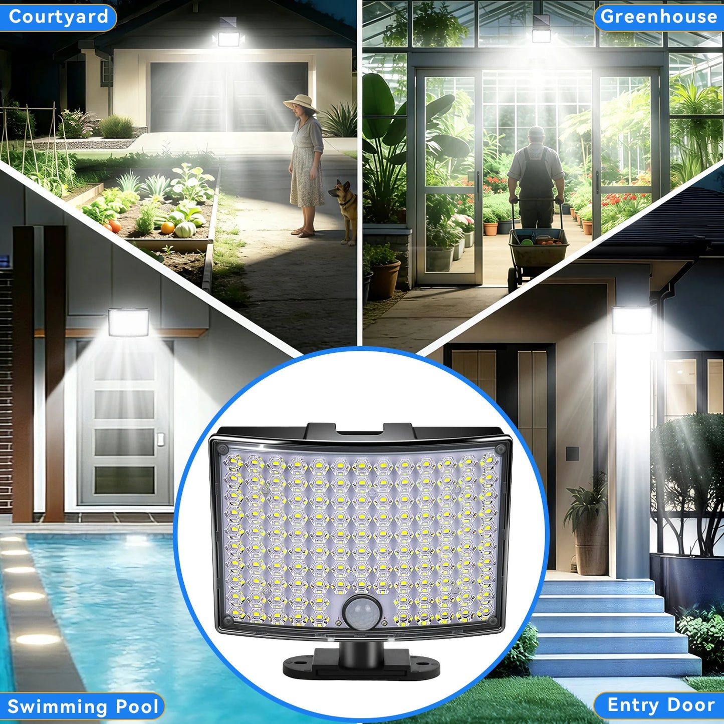 Ghustar 138LED Solar Motion Sensor Light Outdoor Security Lamp IP65