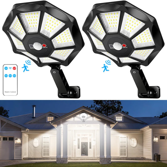 Solar Street Light With Motion Sensor Outdoor Remote Control Waterproof