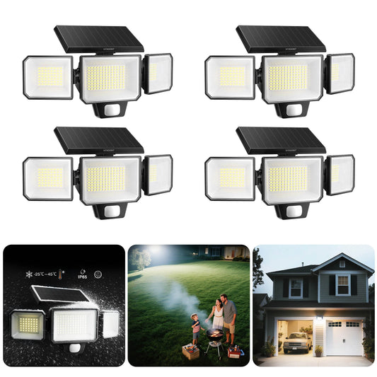 Solar Security Light Three Head Motion Sensor 270° Illumination 3000LM
