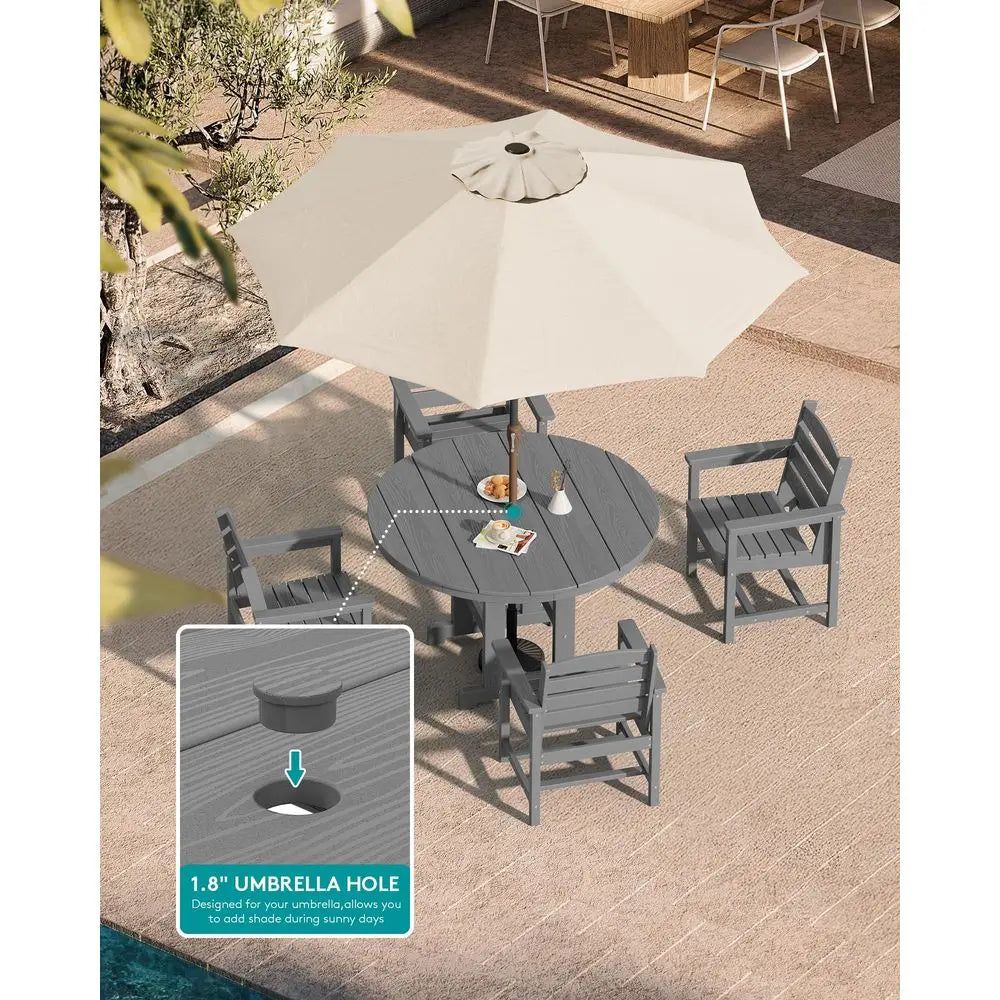 HDPE Patio Dining Set With Table And Four Chairs Outdoor