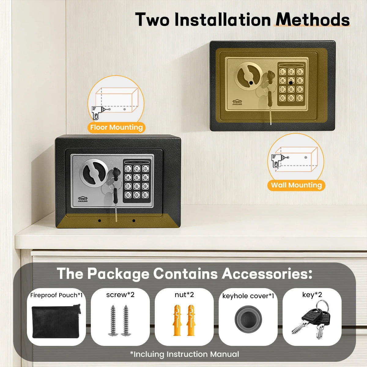 Ireproof Fireproof Safe With Digital Keypad And Sensor Light