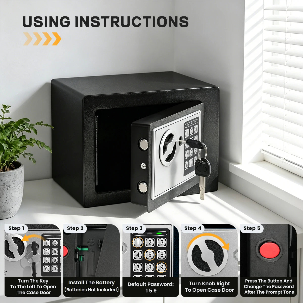Ireproof Fireproof Safe With Digital Keypad And Sensor Light