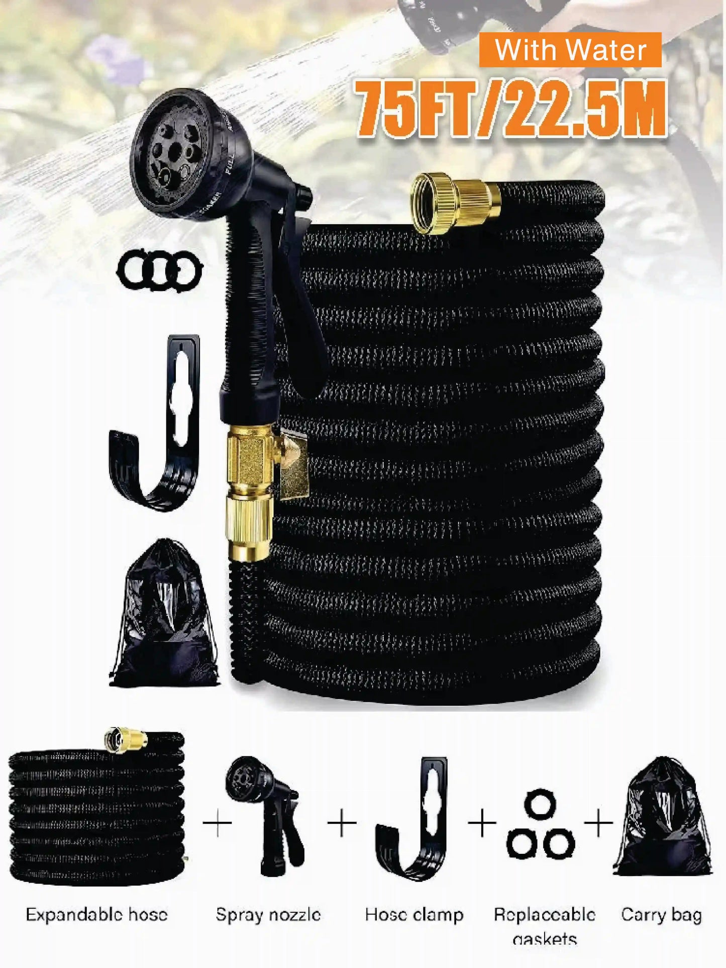 Expandable Garden Hose Kit With Nozzles Flexible And Durable