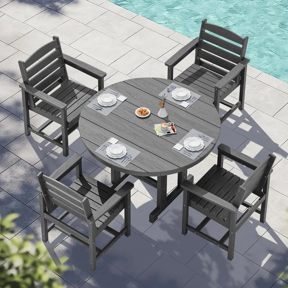 HDPE Patio Dining Set With Table And Four Chairs Outdoor