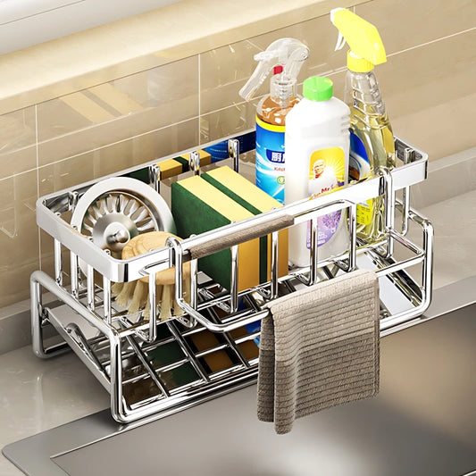 Stainless Steel Sink Organizer Drain Rack For Cleaning Supplies